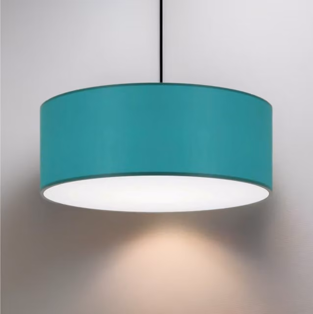 CGC Lighting Lucia Modern Cylinder Fabric Ceiling Lamp Shade with Frosted Diffuser in Blue and Petrol Teal
