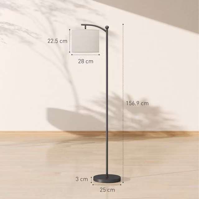 HOMCOM Dimmable LED Floor Lamp with Remote Control in Black