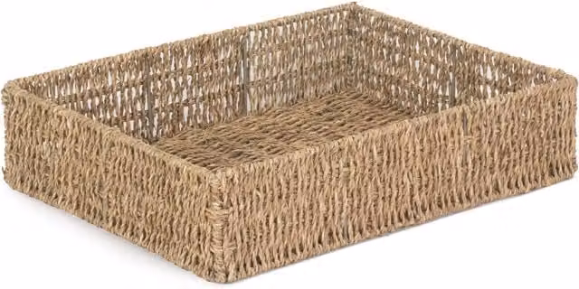 Red Hamper Rectangular Seagrass Tray in Brown