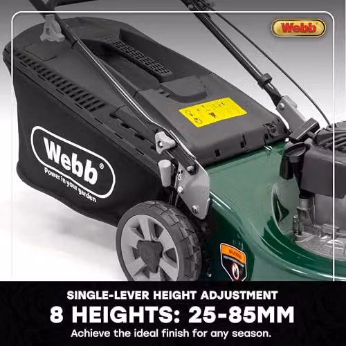 Webb Supreme 46cm Petrol Rotary Lawnmower in Green with 65L Collection Bag – 8