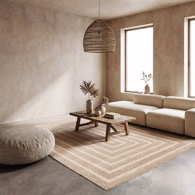 sweeek Modern Geometric Indoor Rug in Beige and Cream, W: 160 cm, D: 230 cm