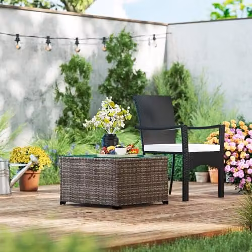 Outsunny Outdoor Coffee Table with Glass Top in Dark Grey, W/D/H: 62 x 62 x 38 cm – 6