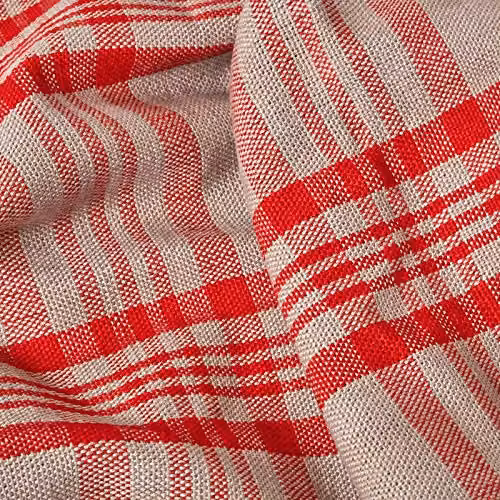 Homescapes Grey and Red Tartan Checked Cotton Throw, W: 152 cm, D: 203 cm – 3