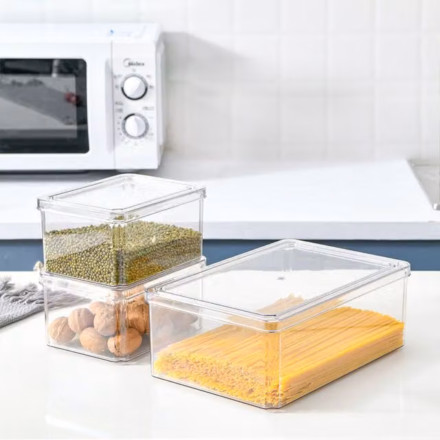 Livingandhome Transparent Stackable Plastic Fridge Food Storage Boxes, 2.5 - 6 l
