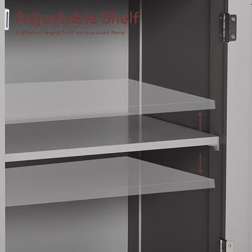 Bath Vida Priano 2 Door Tall Bathroom Floor Cabinet with Mirror, Grey, H 190 x W 35 x D 30 cm – 3