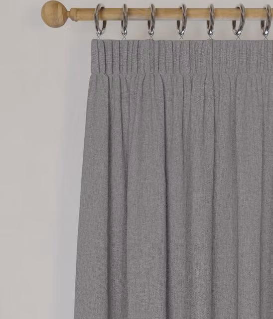 M&S Grey Brushed Pencil Pleat Blackout Ultra Thermal Curtains