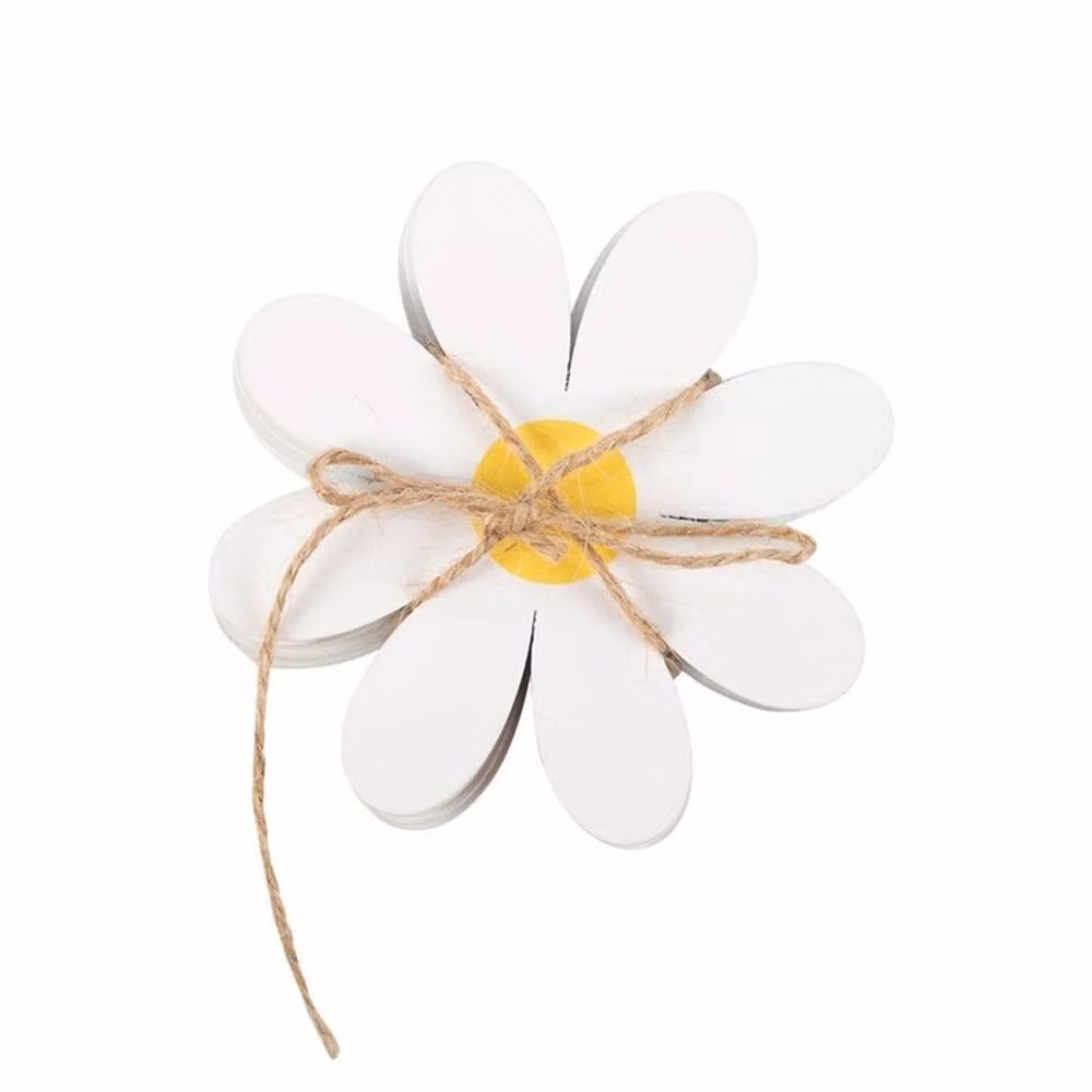 Uniqueful Set of 4 White and Yellow Daisy Shaped Floral Coasters