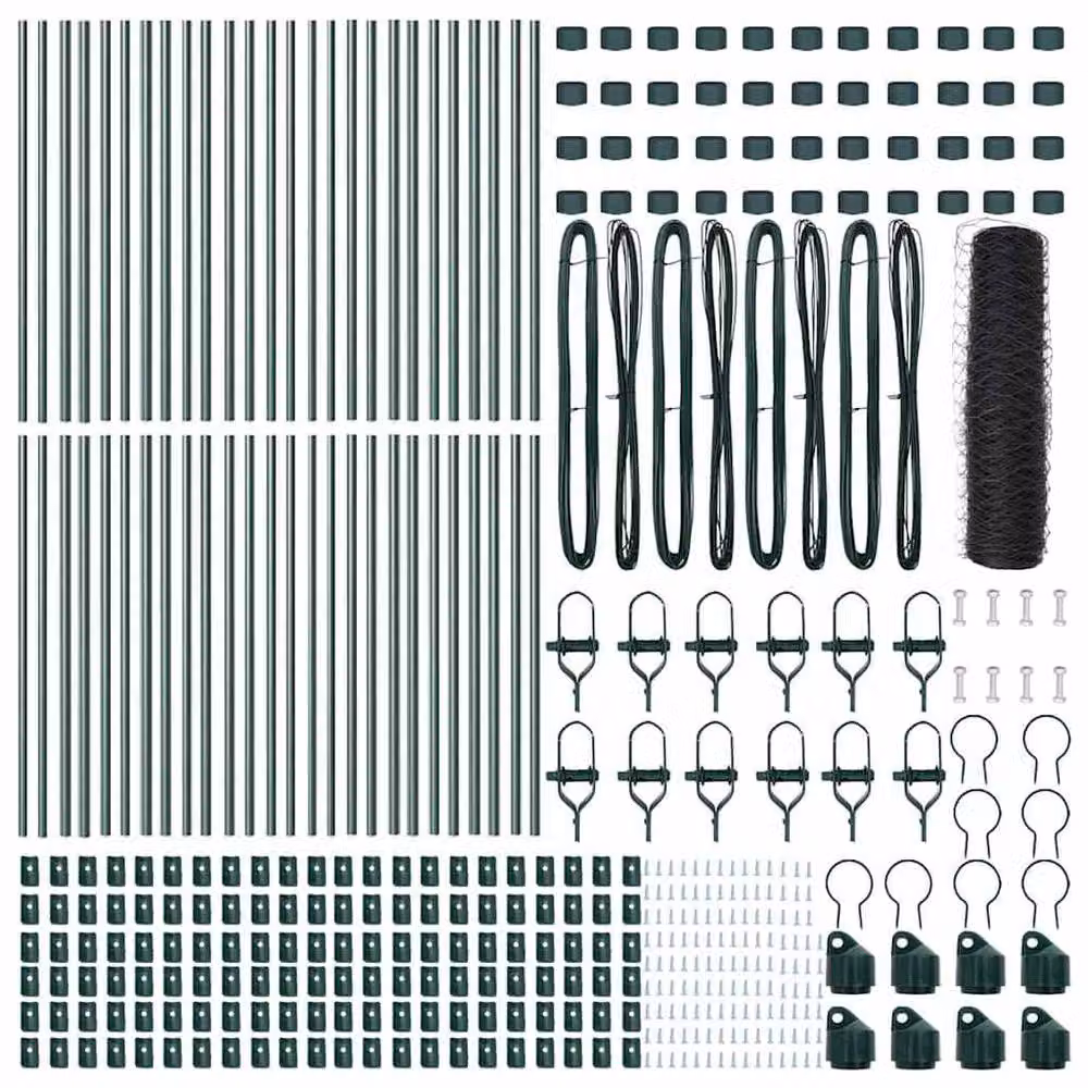Berkfield Home Grey Powder-Coated Steel Hexagon Fence, W: 100 cm, H: 40 cm – 4
