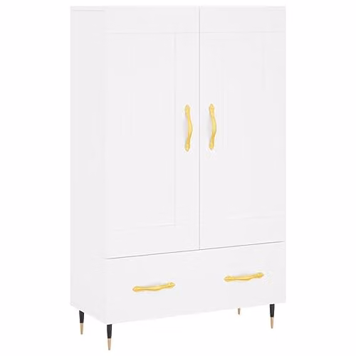 vidaXL Modern White Highboard with Hinged Doors and Drawers, W/D/H: 69.5 x 31 x 115 cm