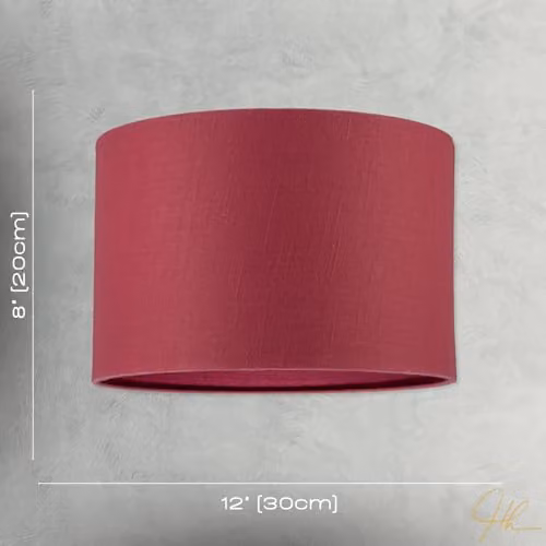 Happy Homewares Modern Red Textured Linen Fabric Circular Lamp Shade W/D/H: 30 x 30 x 20 cm – 4