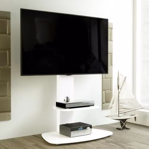 AVF Lucern White TV Floor Stand with Safety Glass Shelves for 65 Inch TVs – 1