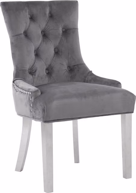 Orsina Grey Velvet Dining Chair with Wood Upholstered Frame