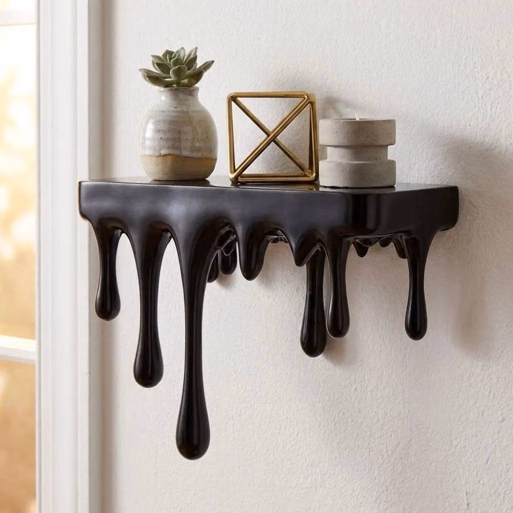 SPETLEK 3D Printed Drip Floating Wall Mounted Shelf in Black – 3