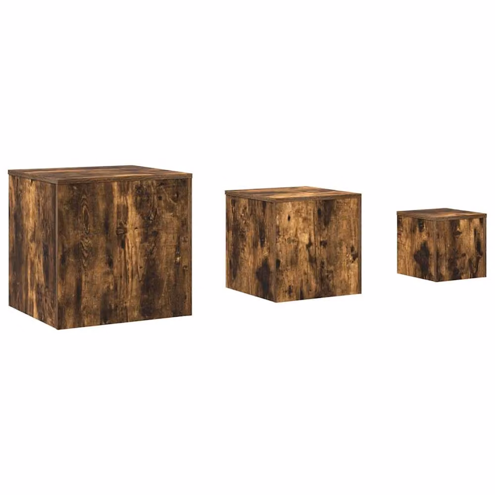 Berkfield Home Set of 3 Nested Side Tables in Smoked Oak Brown Engineered Wood – 2