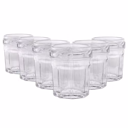 Argon Tableware Set of 6 Glass Screw Top Jars in Transparent and Red, 30ml – 1