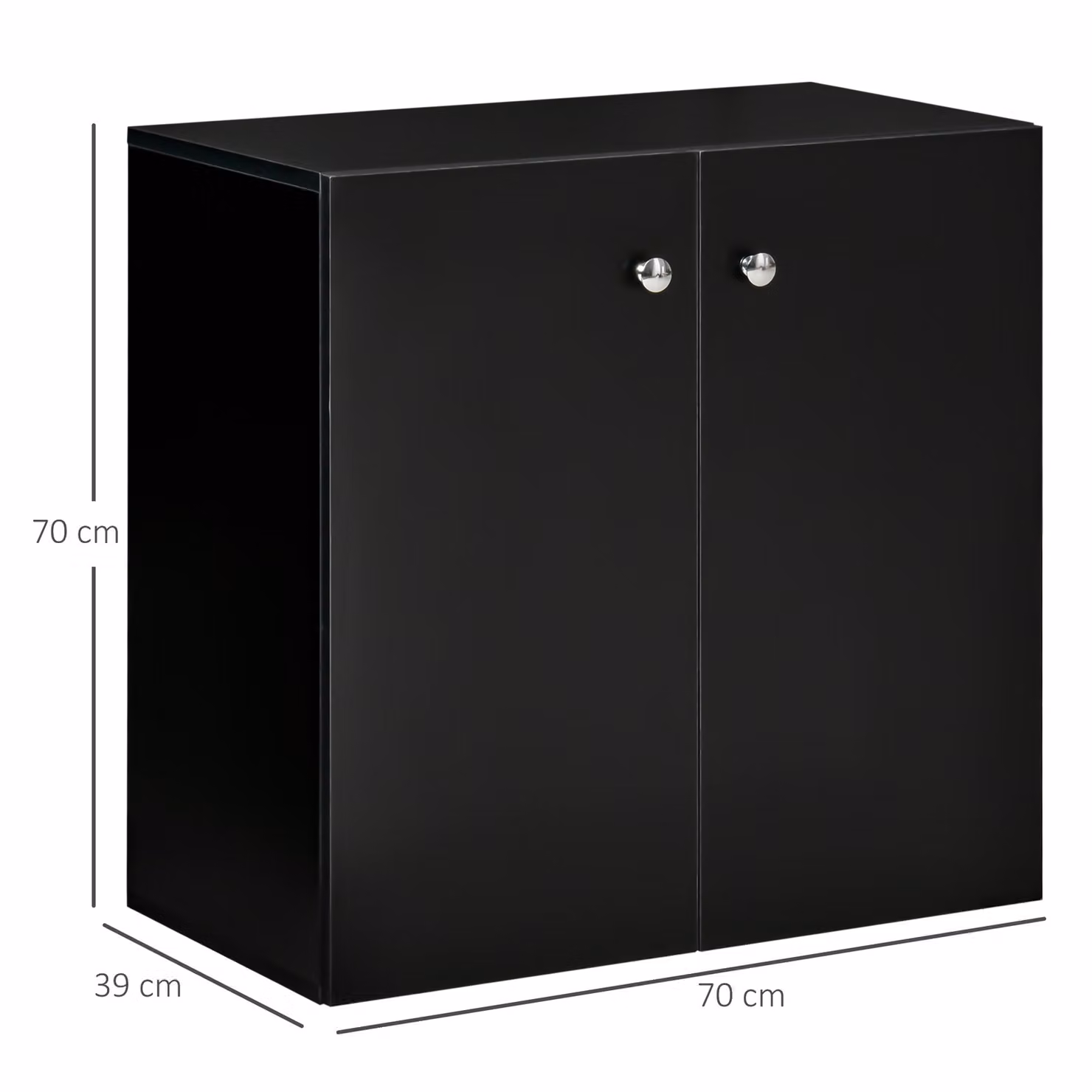 HOMCOM Black Wooden Storage Cabinet with Two Shelves and Modern Sideboard Design – 3