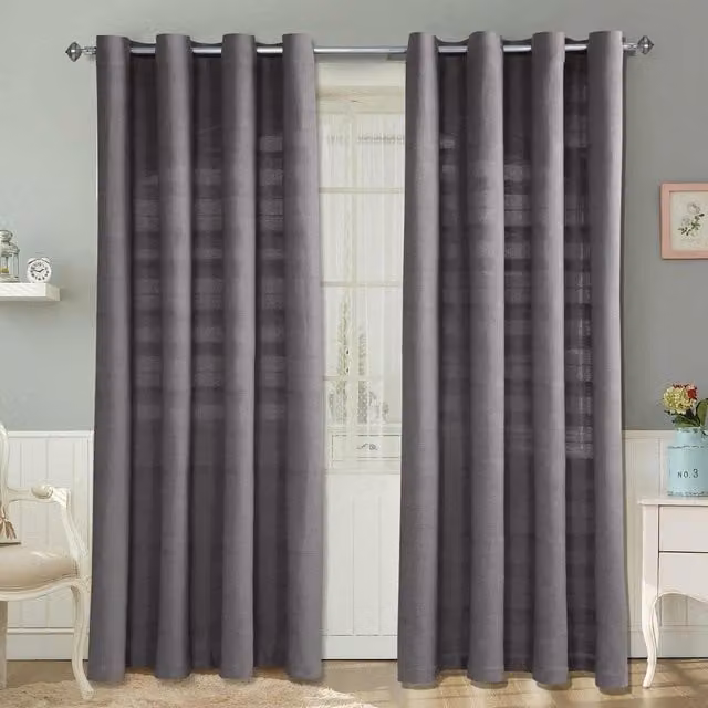 Homescapes Cotton Rajput Ribbed Curtain Pair in Sea Grey, Width: 137 cm