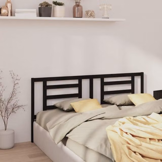 Berkfield Home Black Rustic Solid Pine Wood Bed Headboard, W: 206 cm, D: 4 cm, H: 100 cm – 1