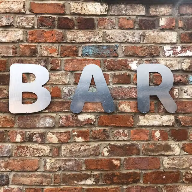 RW NORFOLK Garden BAR Sign with Silver Galvanised Metal Letters