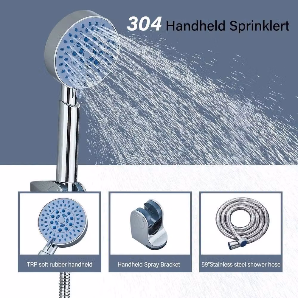 NESTLUNE Luxury Chrome Bath Filler Tap and Shower Mixer Set in Silver – 3