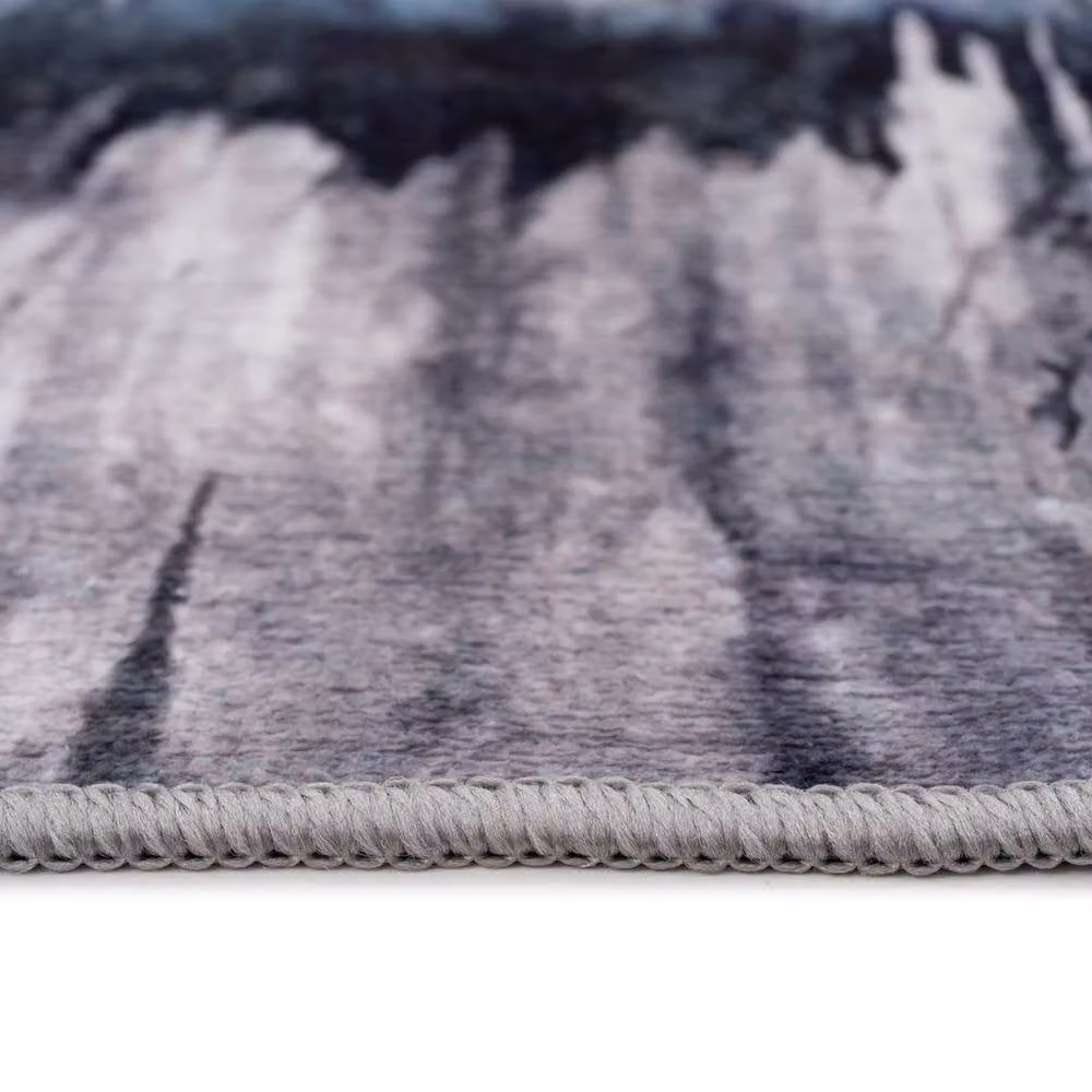 Kukoon Navy and Grey Abstract Modern Washable Rug, W/D/H: 240 x 60 cm – 6