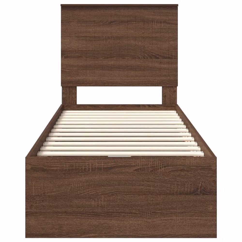 Berkfield Home Modern Bed Frame with Drawer in Brown Oak, Engineered Wood, W: 75 cm, L: 190 cm – 4