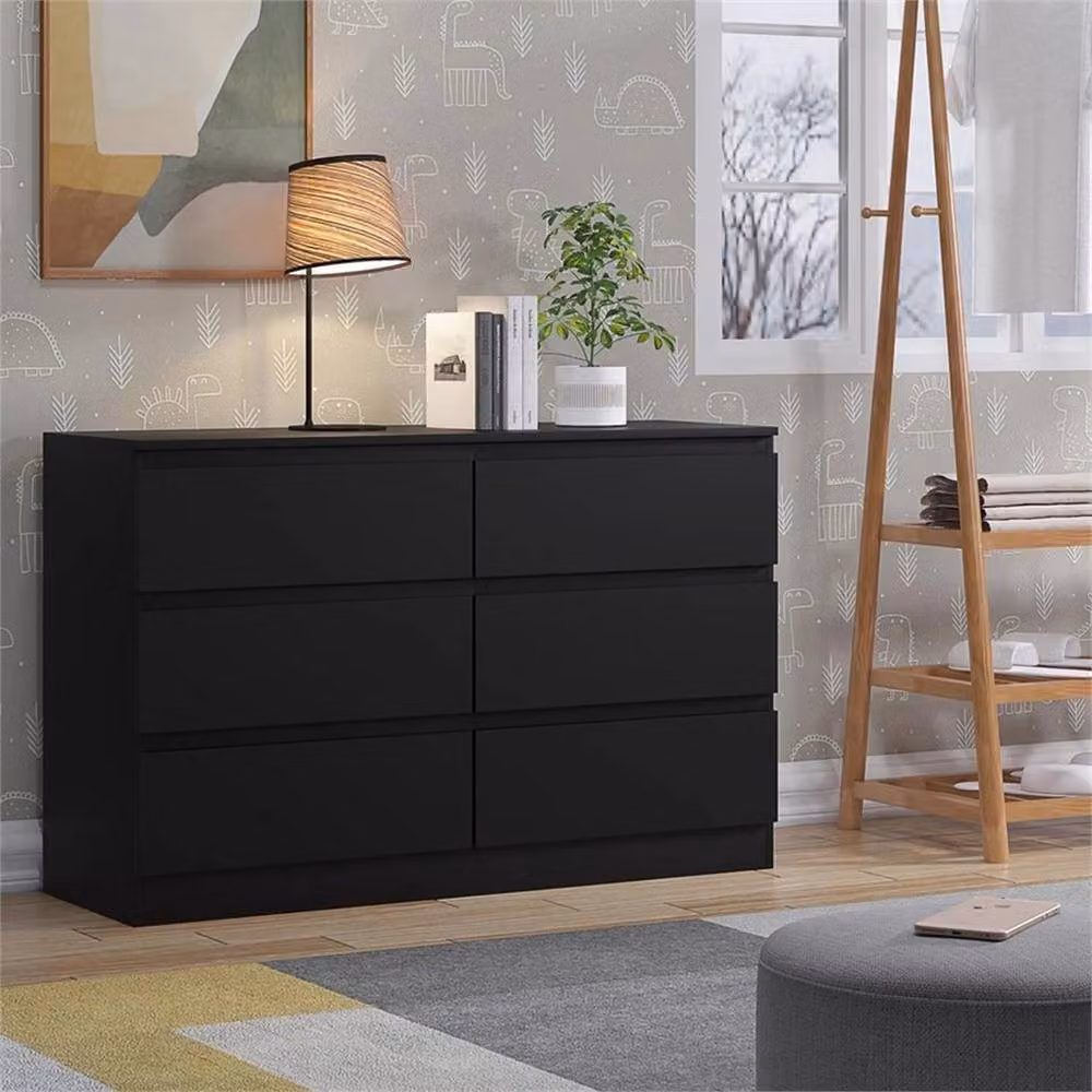 FLAVORA Scandinavian Matt Black 6 Drawer Handleless Chest of Drawers for your Bedroom W: 100 cm, D: 100 cm, H: 100 cm – 4
