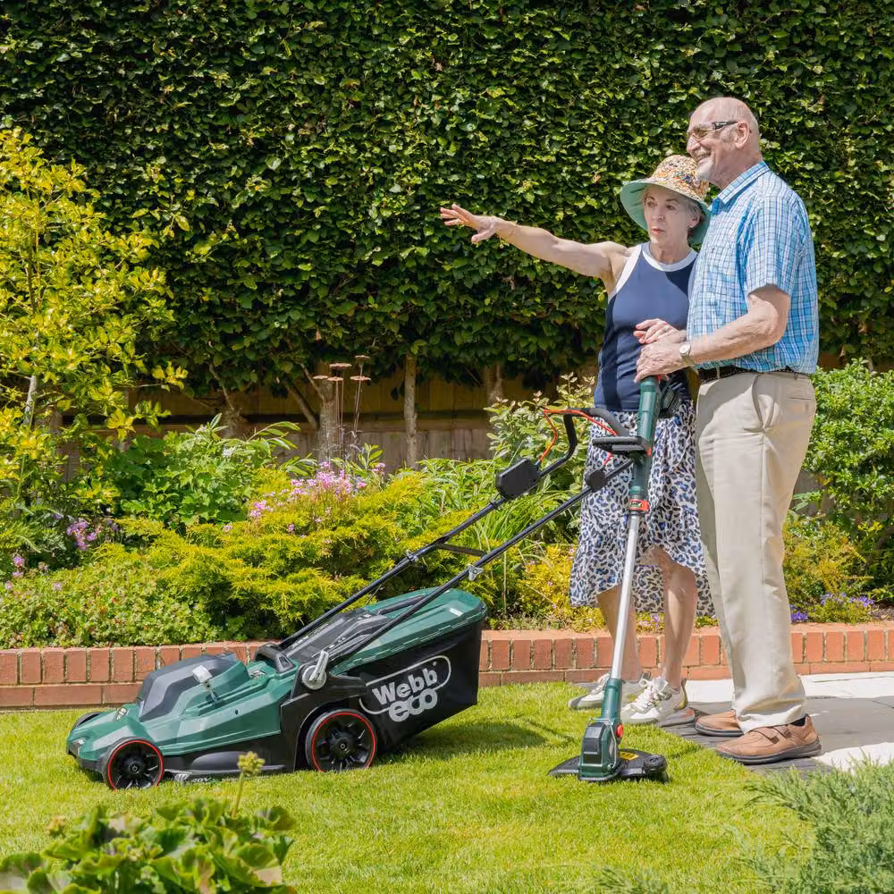 Webb Eco 40V Cordless Rotary Lawnmower in Green with 43cm Cutting Width, 50L Collection Bag and Rechargeable Battery – 11