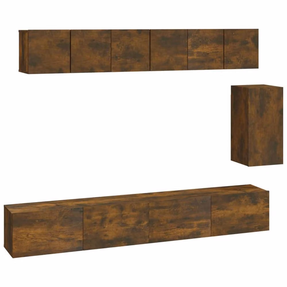 Berkfield Home Classic 6 Piece TV Cabinet Set in Smoked Oak and Brown Engineered Wood – 3
