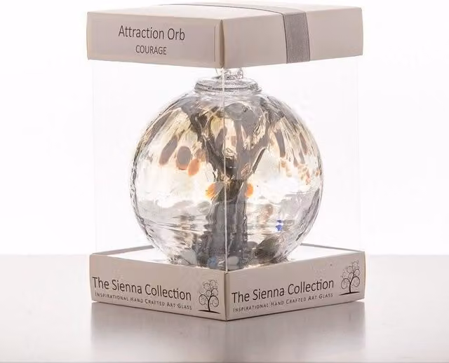 Sienna Glass Courage Abstract Round Hanging Glass Bauble in Silver and Multicolour
