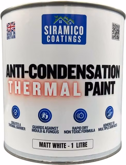 SIRAMICO COATINGS Anti-Condensation Masonry Paint, Matt White, 1 l