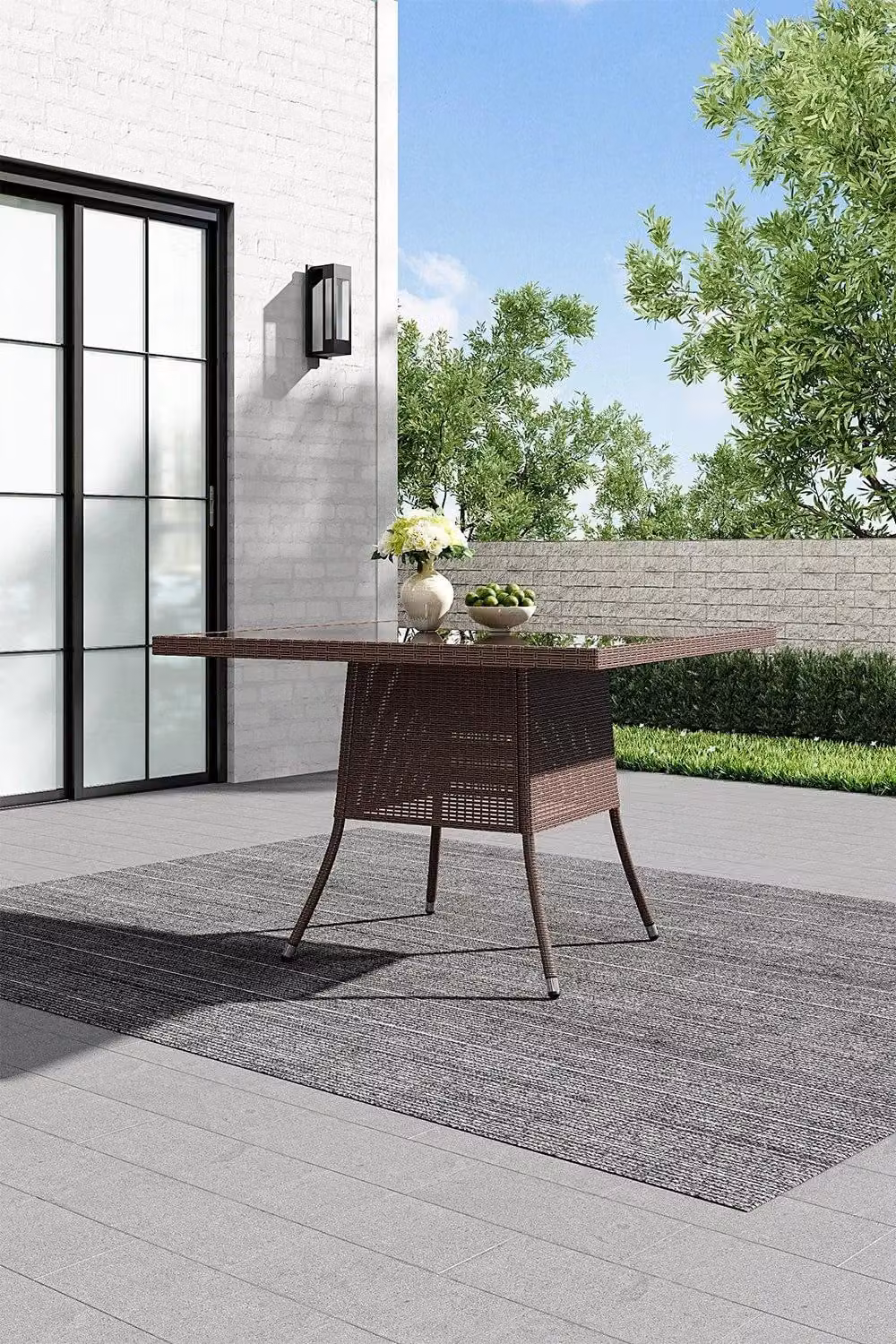 Garden Sanctuary Brown Square Wicker Garden Table with Parasol Hole – 2
