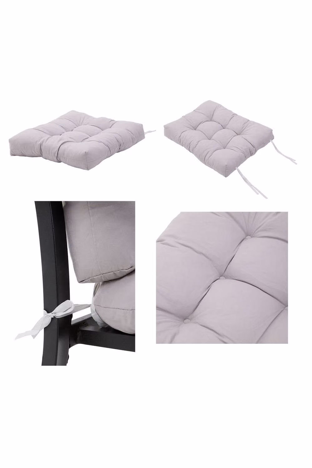 ExtraStar 2-Piece Set of Breathable Outdoor Garden Chair Cushions in Light Grey – 5
