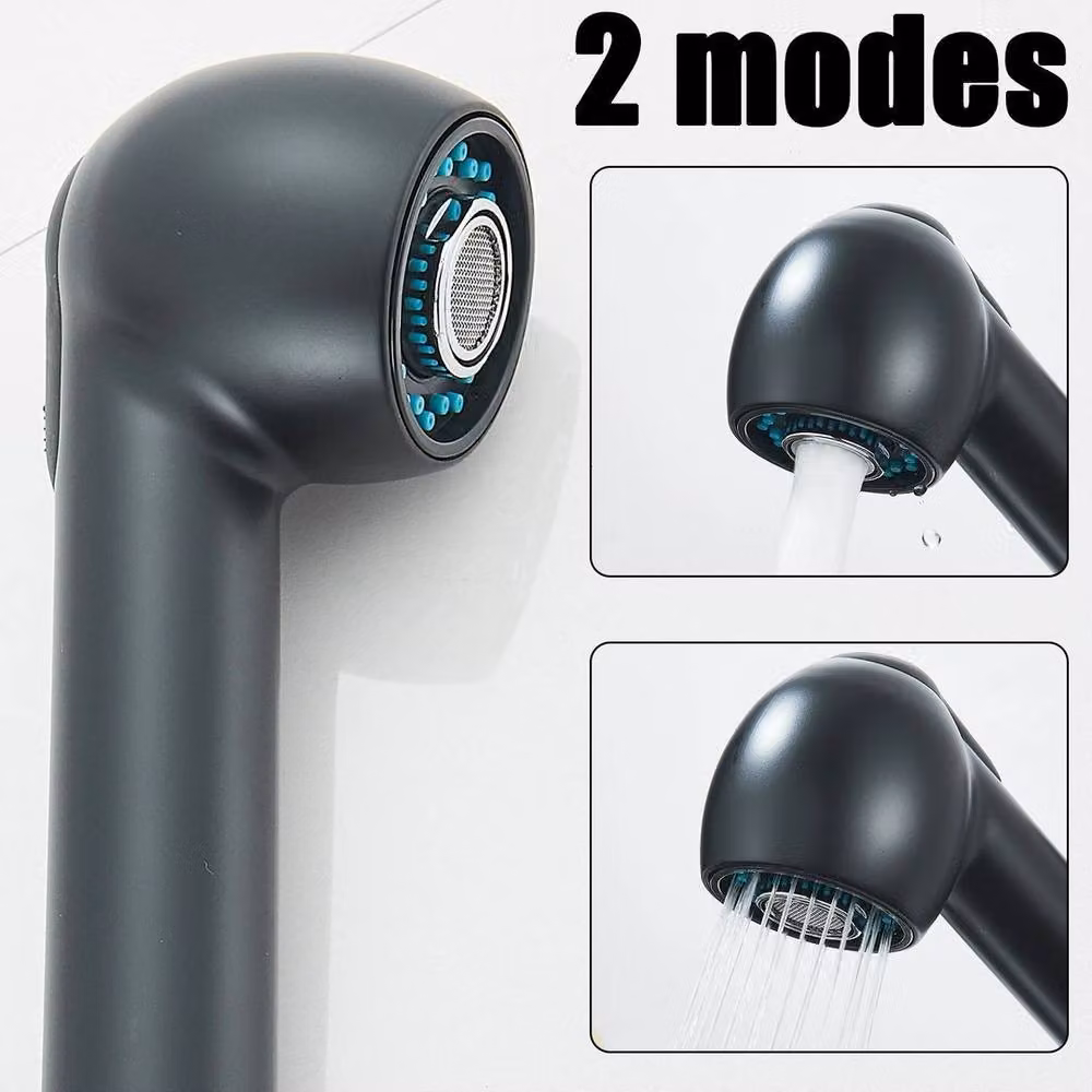 EONLION Matt Black Kitchen Sink Mixer Tap with Pull Out Spout and Spray Function – 4