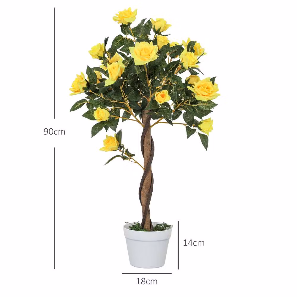 STILVORA Multicolour Yellow Artificial Rose Plant in Pot, Height: 90 cm – 3
