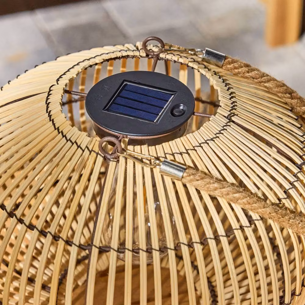 sweeek Outdoor Solar LED Rattan Lamp in Beige, Diameter: 31.5 cm – 4