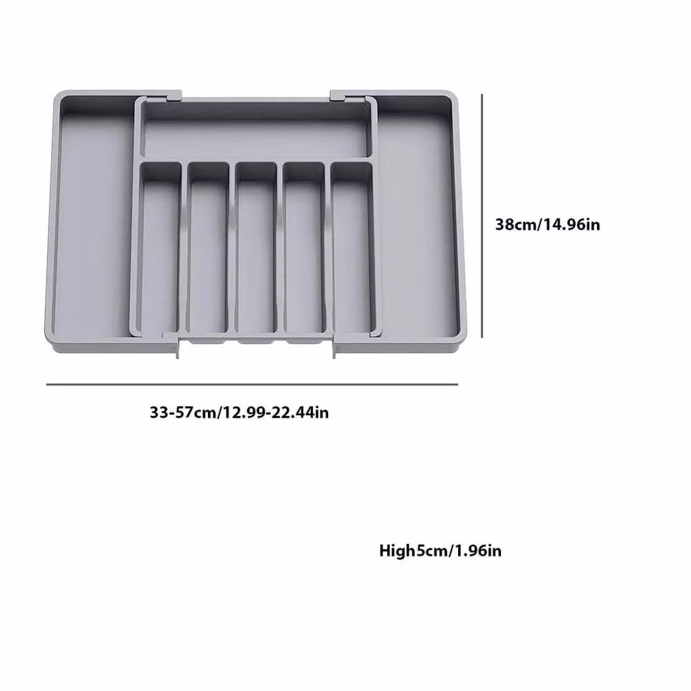 NESTLUNE Expandable Plastic Cutlery Tray Kitchen Organiser Drawer Insert, Grey – 2