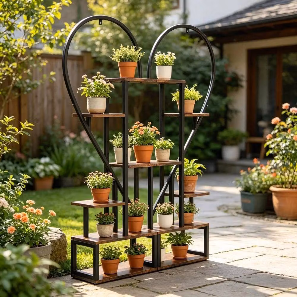 EONLION 6 Tiered Black Metal Ladder Plant Stand – 3