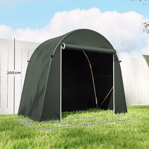 Outsunny Green Garden Storage Shed Tent W: 245 cm, D: 120 cm, H: 200 cm – 5