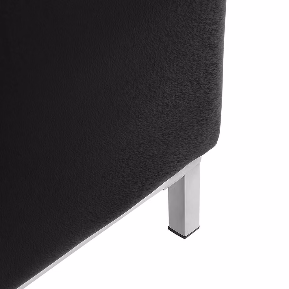 Wyld and Coco Luxor Black Genuine Leather Rectangular Ottoman Footstool – 3
