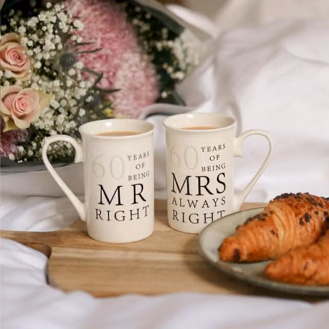 Nicola Spring 2pc White New Bone China Mug Set, 300ml per mug