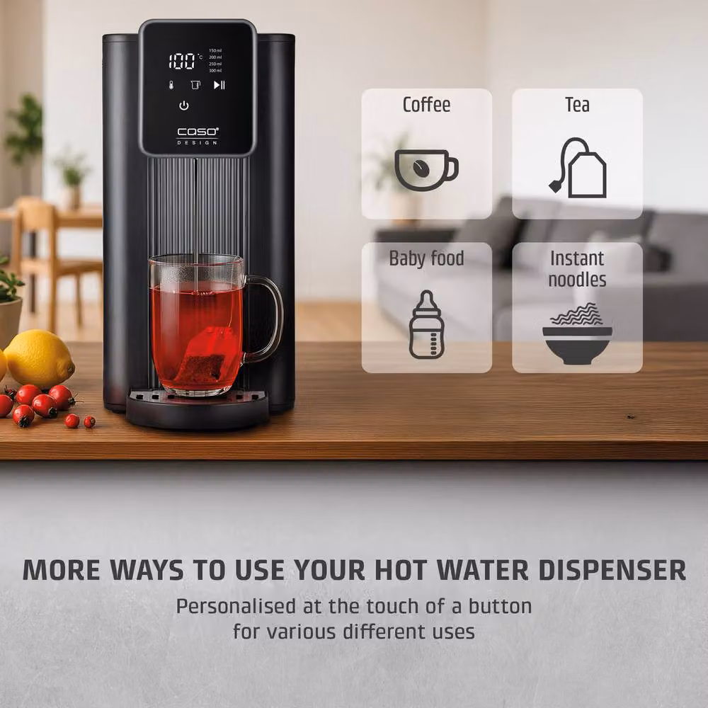 Caso Design HW616 Turbo Hot Water Dispenser with 2.5 l Removable Tank and Limescale Filter, Black – 3