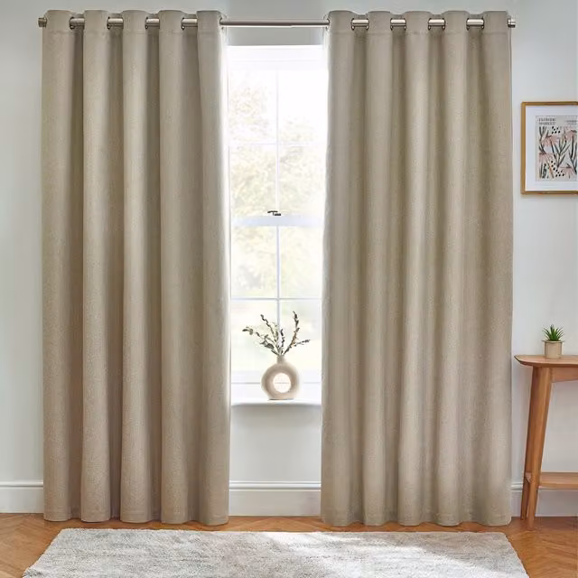Make It A Home Dawn Textured Blackout Eyelet Curtains in Natural, Height: 229 cm, Width: 168 cm