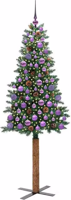 Berkfield Home Elegant Slim Green Christmas Tree, Height: 180 cm, PVC and Solid Pine Wood