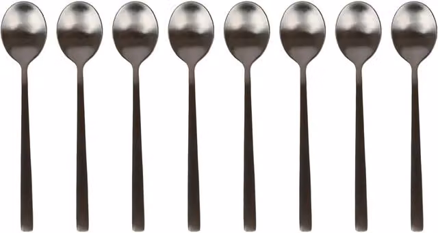Argon Tableware 8-Piece Stainless Steel Teaspoons in Matte Black Finish, 14.5 cm – 5