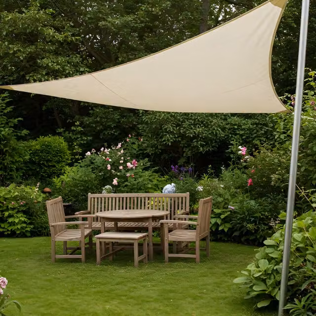 Kookaburra Triangle Pro Waterproof Garden Sail Shade, White, 3.6m