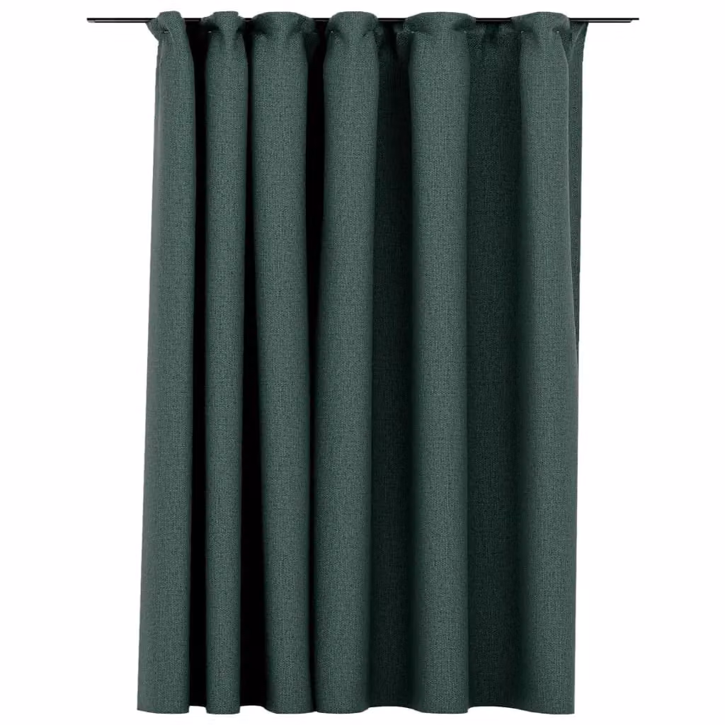 Berkfield Home Linen-Look Blackout Curtain in Green with Hooks, W: 290 cm, H: 245 cm – 2