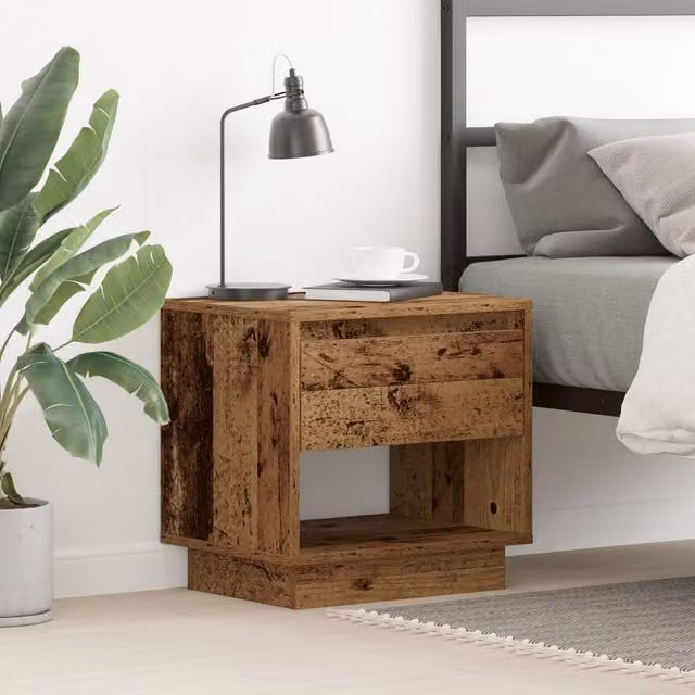 Berkfield Home Bedside Cabinet in Brown Old Wood, W/D/H: 45 x 34 x 44 cm – 1