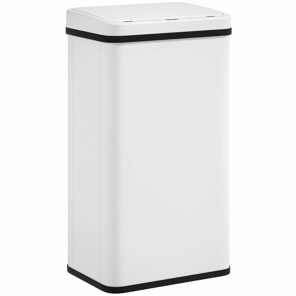 STILVORA 50L Sensor Bin with Soft-Close Lid and Fingerprint-Proof Stainless Steel Finish in White – 2