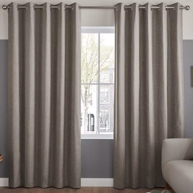 Terrys Positano Made to Measure Blackout Eyelet Curtain Panel in Brown or Grey